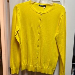 Bright Yellow Cardigan Sweater with Round Neck